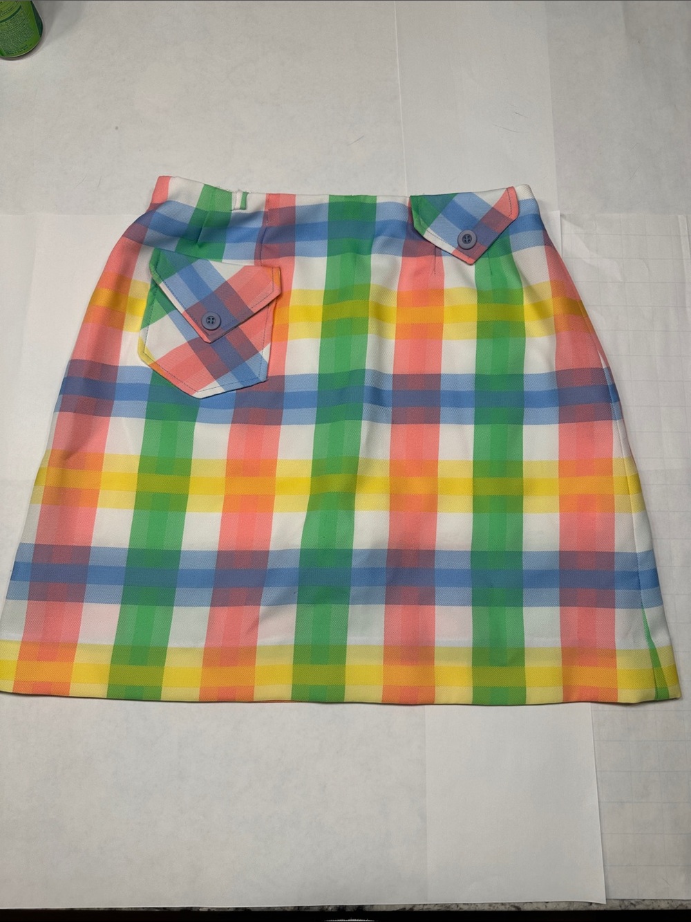 Vintage David Smith Pastel Plaid Skort Size 16 Mod Mini Scooter Skirt *READ